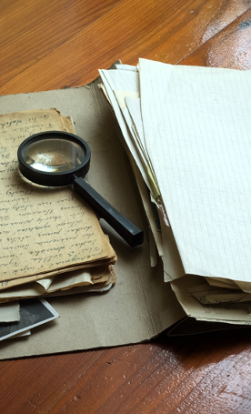 Documents and Magnifying Glass
