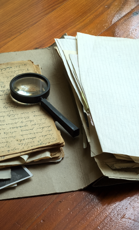 Documents and Magnifying Glass Documents and Magnifying Glass